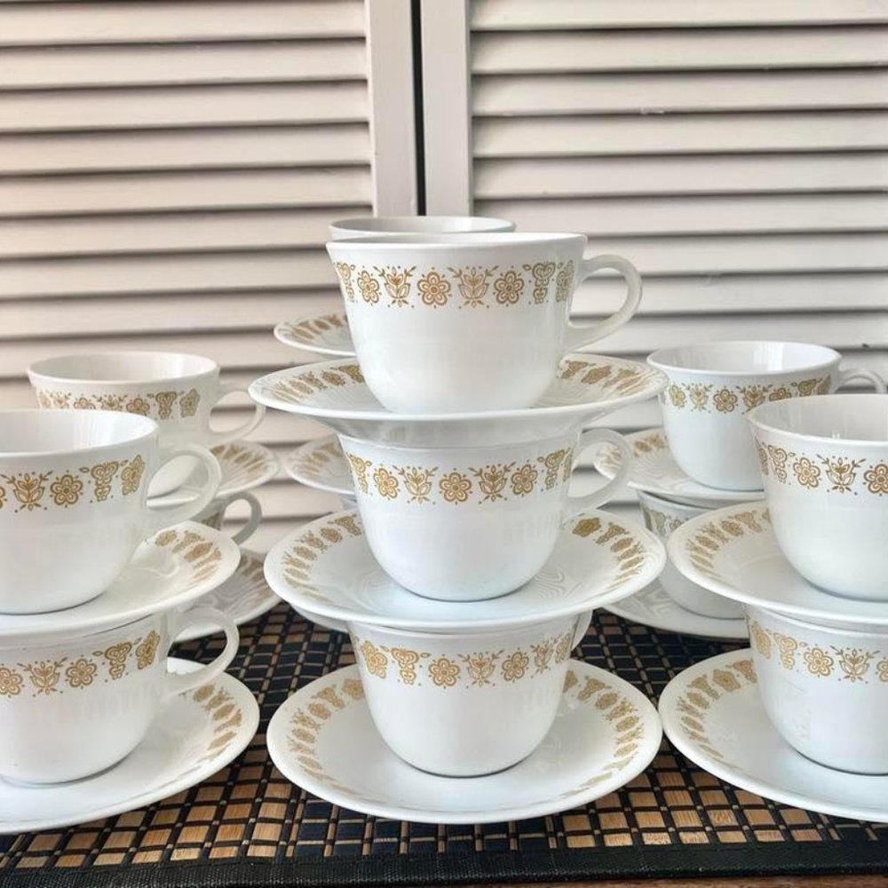 Correlle Livingware by Corningware- Butterfly Gold Flat cup and saucer